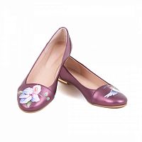 Балетки для девушки "Колибри" — женские кожаные балетки ручной работы с рисунком и вышивкой