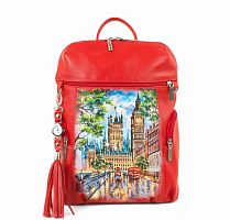Женский рюкзак с боковыми карманами на молнии "Лондон" — кожаный рюкзак ручной работы с рисунком на заказ | Купить в Sumnizza