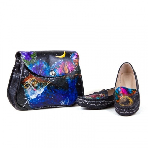 Мокасины "Этно Кот" - кожаные и замшевые мокасины ручной работы с рисунком на заказ | Sumnizza фото 3