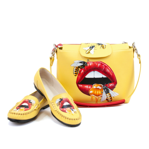 Сумка на заказ из натуральной кожи с ручной росписью"Мед по губам" - смотреть фото фото 2