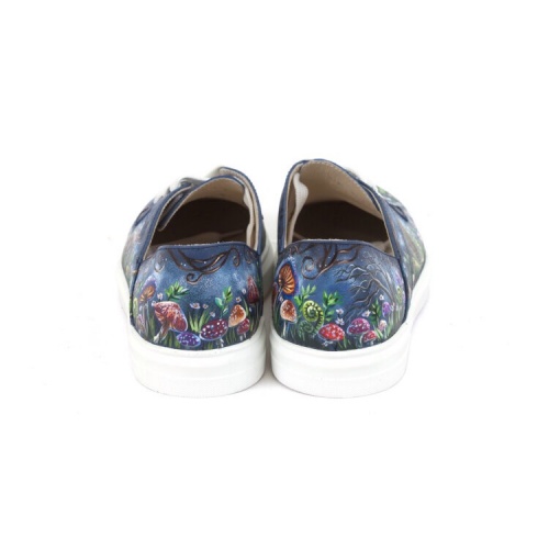 Голубые кеды "По следам Алисы" - кожаные женские кеды и слипоны ручной работы с рисунком на заказ | Sumnizza фото 5