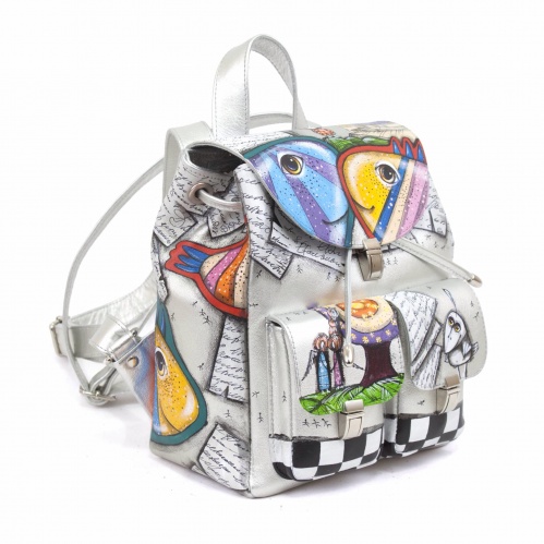 Комплект балетки и маленький рюкзак "Этно рыбы" - кожаный женский набор рюкзак и ботинки ручной работы с рисунком |  Sumnizza фото 5