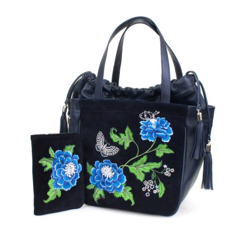 Женская сумка-ведро ручной работы с вышивкой «Цветы» на заказ на заказ | Sumnizza фото 3