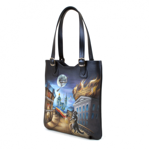 Комплект кожаные сапоги и шоппер "Мастер и Маргарита" - кожаный женский набор рюкзак и ботинки ручной работы с рисунком |  Sumnizza фото 8