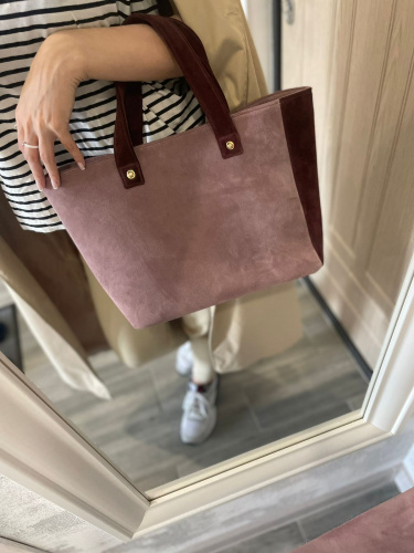 Замшевый шоппер с 3-D вышивкой "Белый Кролик" - кожаная и замшевая женская сумка шоппер ручной работы с рисунком и вышивкой на заказ фото 5