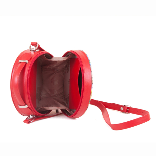 Круглая сумка из кожи с рисунком "Пионы" - круглая кожаная женская сумка ручной работы с рисунком |  Sumnizza фото 4