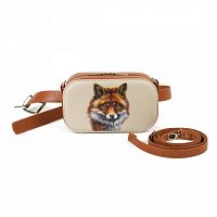 Женская кожаная сумка на плечо, на пояс с росписью "Лисица" — кросс боди с росписью и вышивкой на заказ