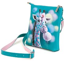 Прямоугольная сумка кросс боди из натуральной кожи с рисунком ручной работы на заказ "Жирафик" - сумочка на плечо | Купить в интернет магазине