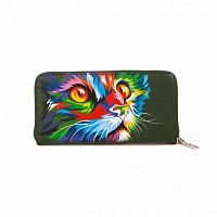 Женский кошелек с рисунком котика "Радужный котенок" ручной работы с рисунком на заказ