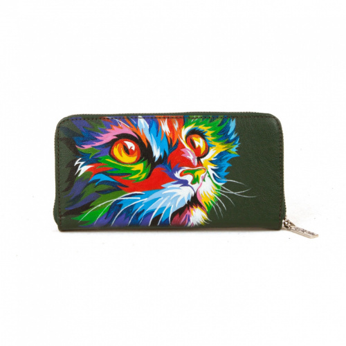 Женский кошелек с рисунком котика "Радужный котенок" - кожаный женский кошелек-портмоне ручной работы с рисунком на заказ |  Sumnizza