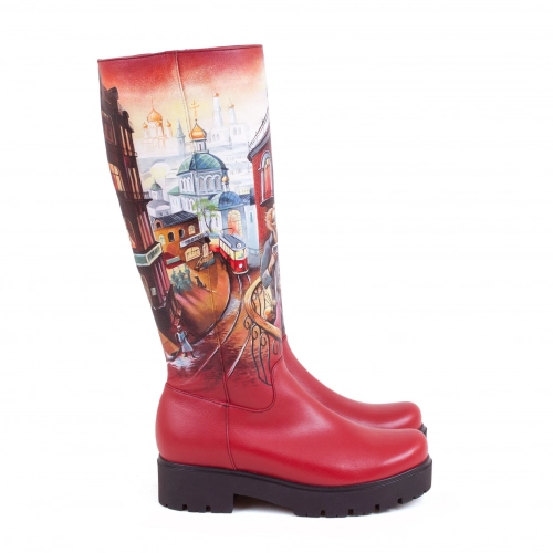 Комплект рюкзак и сапоги "Мастер и Маргарита" - кожаный женский набор рюкзак и ботинки ручной работы с рисунком |  Sumnizza фото 7