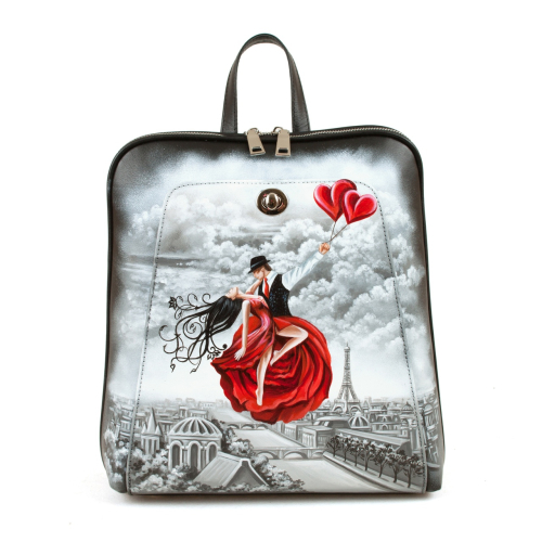 Стильный рюкзак женский городской с рисунком "Под небом Парижа" ручной работы с рисунком и вышивкой на заказ - Sumnizza фото 9