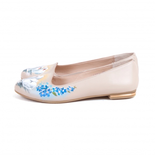 Балетки с рисунком "Лебеди" - кожаные женские балетки ручной работы с рисунком на заказ |  Sumnizza фото 2