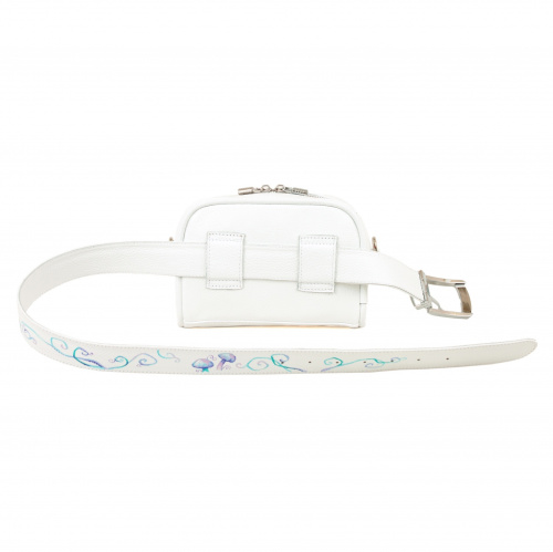 Женская кожаная сумка через плечо с рисунком ручной работы "Чешир" — кросс боди с принтом на заказ фото 4