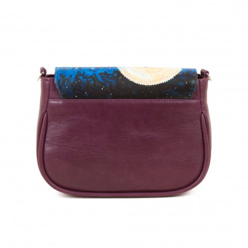 Женская кожаная сумка через плечо с рисунком ручной работы "Звездный кот" — кросс боди с принтом на заказ фото 4