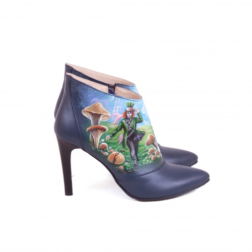 Комплект дорожный саквояж и ботильоны "Алиса" - кожаный женский набор рюкзак и ботинки ручной работы с рисунком |  Sumnizza фото 7