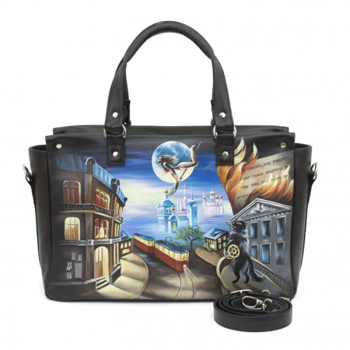 Комплект кожаные сапоги и сумка "Мастер и Маргарита" - кожаный женский набор рюкзак и ботинки ручной работы с рисунком |  Sumnizza фото 2