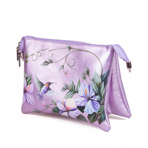 Кожаная сумка кросс боди "Полет" с рисунком ручной работы на заказ — кросс боди с принтом на заказ