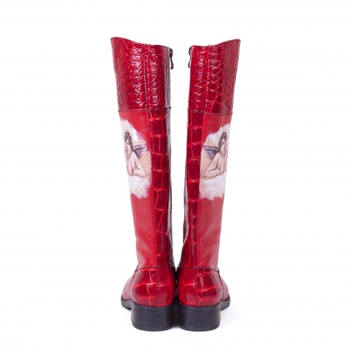 Высокие женские сапоги с росписью "Ангелочки" - кожаные и замшевые женские сапоги ручной работы с рисунком на заказ | Sumnizza фото 5