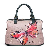 Женский кожаный саквояж с росписью "Взмах крыльев" ручной работы с рисунком и вышивкой на заказ

