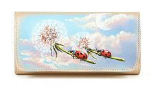 Женский кожаный кошелек-визитница с рисунком "Полет" ручной работы с рисунком на заказ