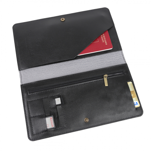 Кожаный конверт для путешествий с принтом "Морской городок" - кожаный женский и мужской конверт для документов ручной работы с принтом |  Sumnizza фото 4