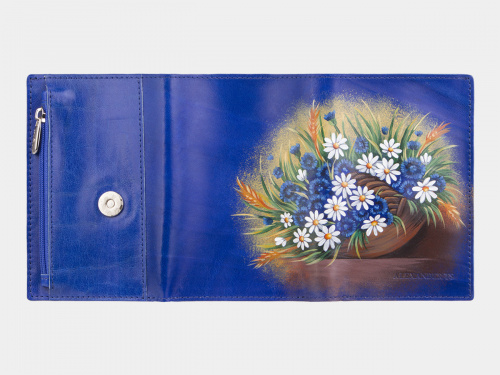 Женский кошелёк с росписью ручной работы "Лето" - кожаный женский кошелек-портмоне ручной работы с рисунком на заказ |  Sumnizza фото 2