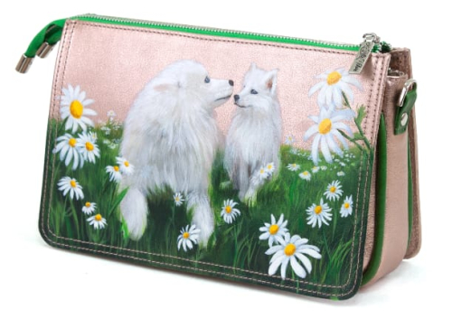 Эксклюзивный кожаный клатч с ручной росписью портретов собачек на заказ - женская кожаная сумка ручной работы с авторским рисунком