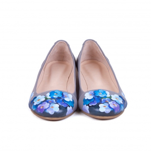 Балетки из натуральной кожи "Незабудки" - кожаные женские балетки ручной работы с рисунком на заказ |  Sumnizza фото 4