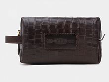 Женская кожаная косметичка "Темный шоколад" ручной работы с рисунком на заказ
