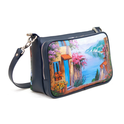 Прямоугольная сумка через плечо с рисунком ручной работы на заказ «У моря» — кросс боди с принтом на заказ фото 4