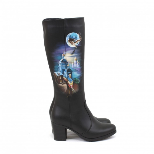 Комплект кожаные сапоги и сумка "Мастер и Маргарита" - кожаный женский набор рюкзак и ботинки ручной работы с рисунком |  Sumnizza фото 10