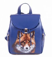 Маленький женский рюкзак с росписью "Лисица" ручной работы с рисунком и вышивкой на заказ