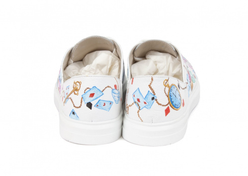 Кожаные красивые женские кеды "Чешир" - кожаные женские кеды и слипоны ручной работы с рисунком на заказ | Sumnizza фото 2