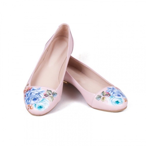 Летние балетки "Розы" - кожаные женские балетки ручной работы с рисунком на заказ |  Sumnizza