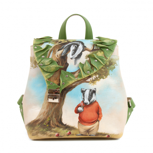 Красивый женский рюкзак с росписью "Барсучья жизнь" ручной работы с рисунком на заказ | Sumnizza фото 2