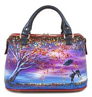 Женская сумка-саквояж с рисунком "Осенний ветер" ручной работы с рисунком и вышивкой на заказ
