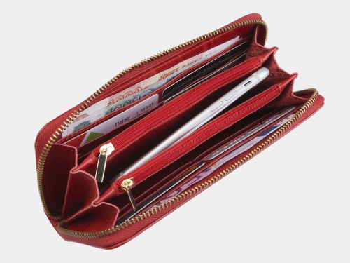 Женское портмоне для телефона с росписью "Под дождем" - кожаный женский кошелек-портмоне ручной работы с рисунком на заказ |  Sumnizza фото 2