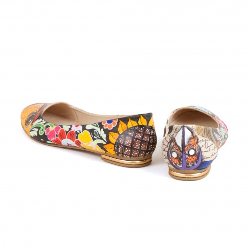 Яркие балетки "Этно рыбы" - кожаные женские балетки ручной работы с рисунком на заказ |  Sumnizza фото 6