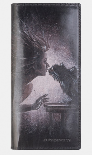 Женский кошелек-портмоне с рисунком "Ведьма и Кот Бегемот" - кожаный женский кошелек-портмоне ручной работы с рисунком на заказ |  Sumnizza