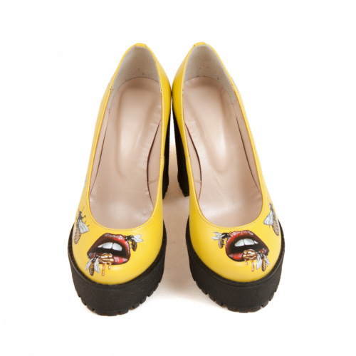 Кожаные туфли на платформе ручной работы "Сладость" фото