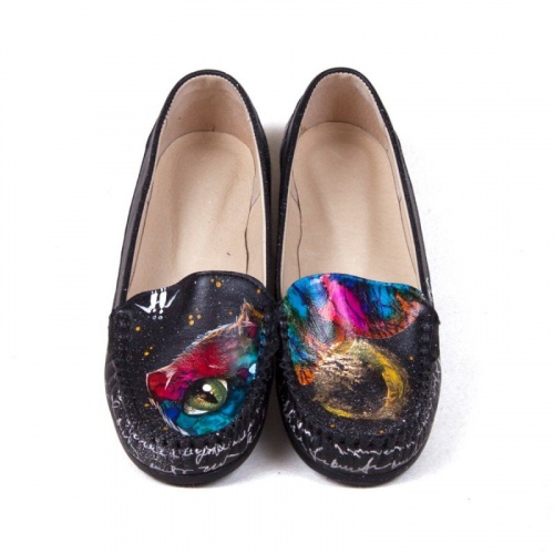 Мокасины "Этно Кот" - кожаные и замшевые мокасины ручной работы с рисунком на заказ | Sumnizza фото 4