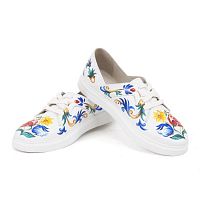 Обувь слипоны "Доменико и Стефано" - оригинальные женские кожаные и замшевые кеды и слипоны ручной работы с принтом, рисунком