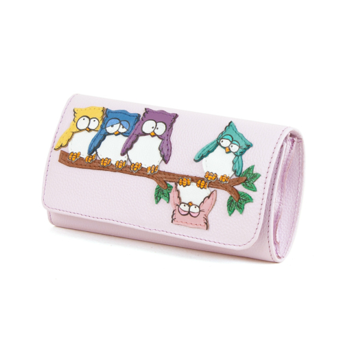 Женский кожаный кошелёк с рисунком ручной работы "Совята" - кожаный женский кошелек-портмоне ручной работы с рисунком на заказ |  Sumnizza фото 5