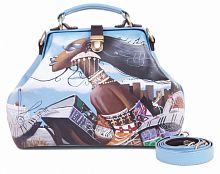 Большая женская сумка-саквояж с росписью "Девушка муза" ручной работы с рисунком и вышивкой на заказ
