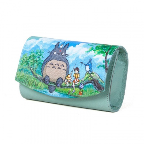 Прикольный женский кошелек "Мой сосед Тоторо" - кожаный женский кошелек-портмоне ручной работы с рисунком на заказ |  Sumnizza фото 2