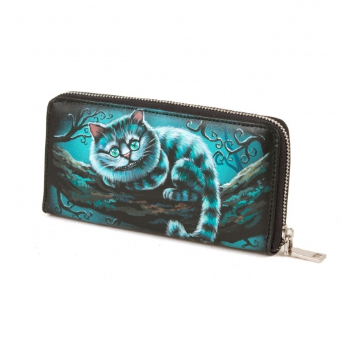 Женское портмоне с рисунком на коже "Чеширский кот" - кожаный женский кошелек-портмоне ручной работы с рисунком на заказ |  Sumnizza фото 2