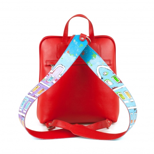 Рюкзак с широкими лямками и росписью "Весёлый городок" ручной работы с рисунком и вышивкой на заказ - Sumnizza фото 3