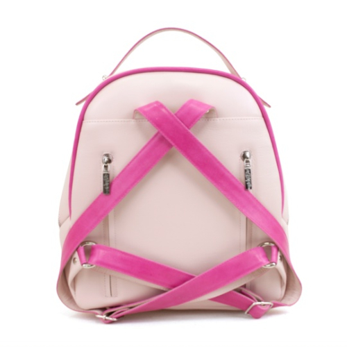 Розовый кожаный рюкзачок ручной работы с вышивкой "Мишка" ручной работы с рисунком на заказ | Sumnizza фото 3