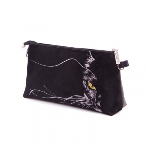 Женский клатч из замши с вышивкой "Кошачьи вибриссы" на заказ - женская кожаная сумка ручной работы с авторским рисунком фото 2